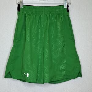 Under Armour Athletic Shorts Mens Sz Small Green Logo Elastic Waist 9.5" Inseam